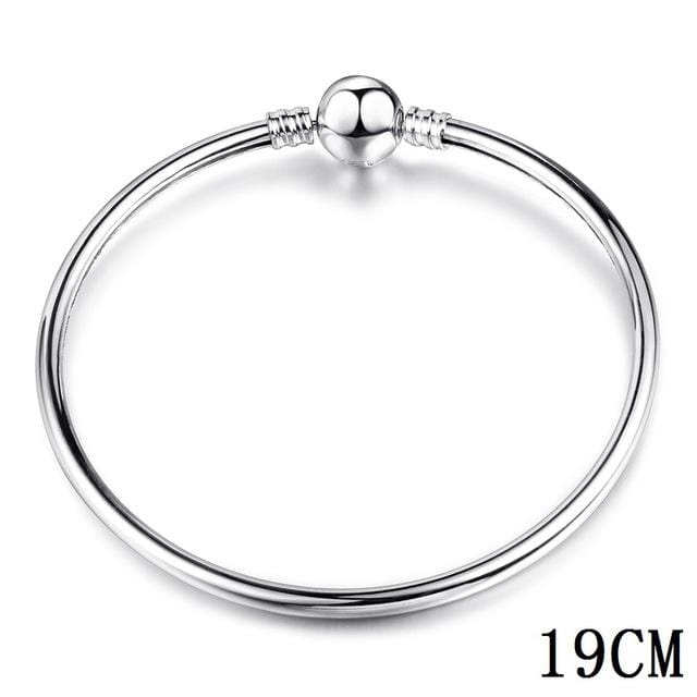 925 Bangle Love Snake Chain Snap Clasp Jewelry Fit European Charm Pandora Bracelet for Women DIY Jewelry Making