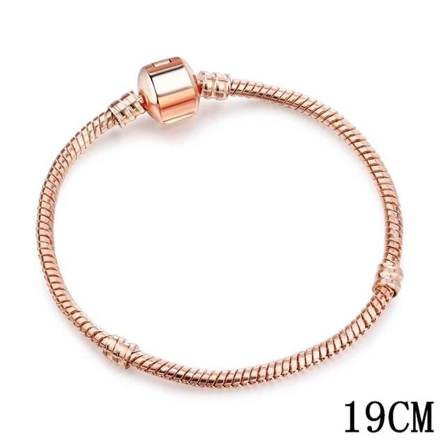 925 Bangle Love Snake Chain Snap Clasp Jewelry Fit European Charm Pandora Bracelet for Women DIY Jewelry Making