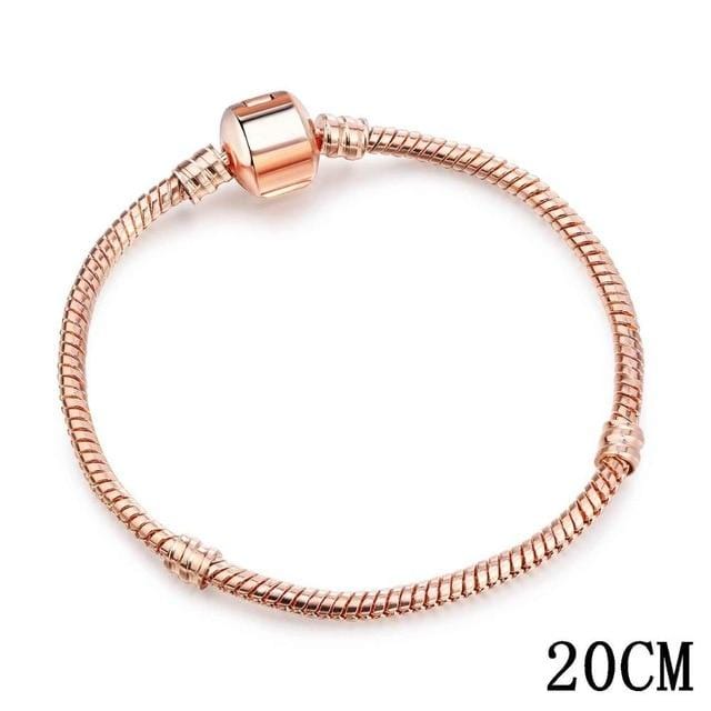 925 Bangle Love Snake Chain Snap Clasp Jewelry Fit European Charm Pandora Bracelet for Women DIY Jewelry Making