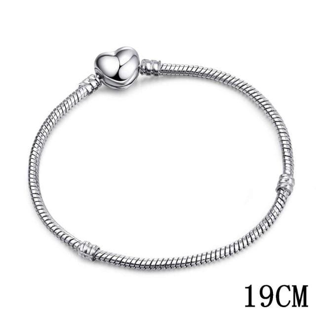925 Bangle Love Snake Chain Snap Clasp Jewelry Fit European Charm Pandora Bracelet for Women DIY Jewelry Making