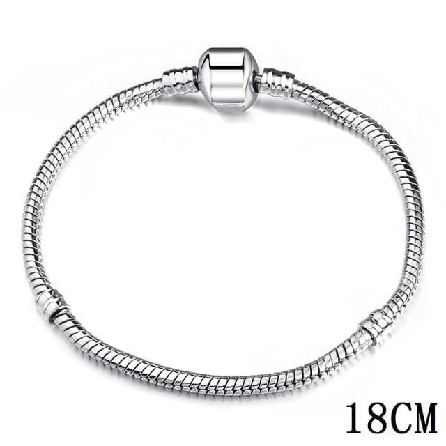 925 Bangle Love Snake Chain Snap Clasp Jewelry Fit European Charm Pandora Bracelet for Women DIY Jewelry Making