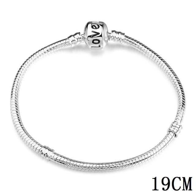 925 Bangle Love Snake Chain Snap Clasp Jewelry Fit European Charm Pandora Bracelet for Women DIY Jewelry Making