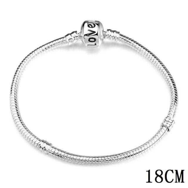925 Bangle Love Snake Chain Snap Clasp Jewelry Fit European Charm Pandora Bracelet for Women DIY Jewelry Making