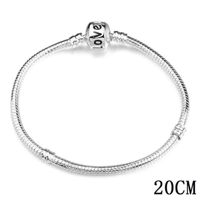 925 Bangle Love Snake Chain Snap Clasp Jewelry Fit European Charm Pandora Bracelet for Women DIY Jewelry Making