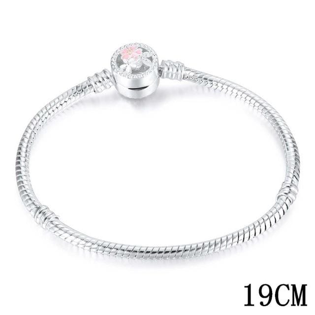 925 Bangle Love Snake Chain Snap Clasp Jewelry Fit European Charm Pandora Bracelet for Women DIY Jewelry Making