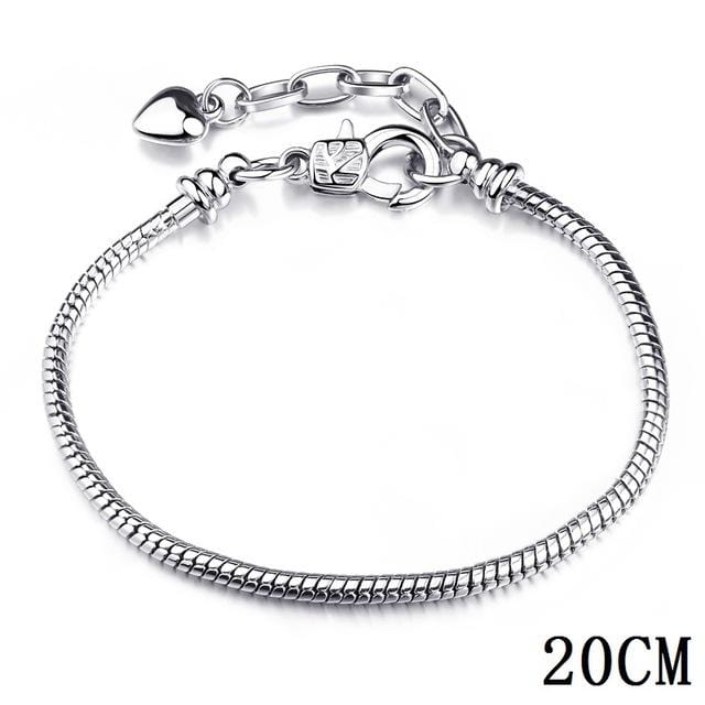 925 Bangle Love Snake Chain Snap Clasp Jewelry Fit European Charm Pandora Bracelet for Women DIY Jewelry Making