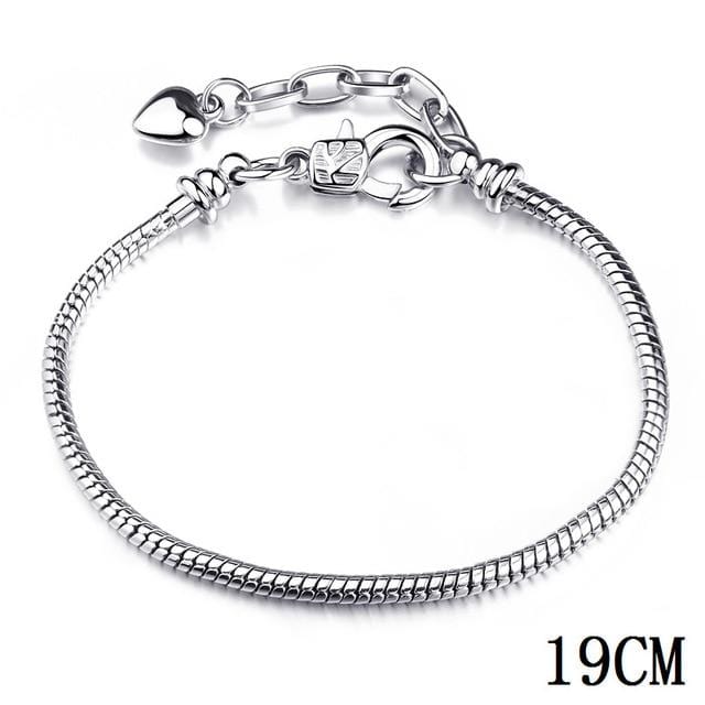 925 Bangle Love Snake Chain Snap Clasp Jewelry Fit European Charm Pandora Bracelet for Women DIY Jewelry Making