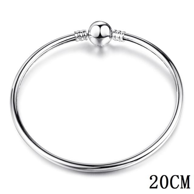 925 Bangle Love Snake Chain Snap Clasp Jewelry Fit European Charm Pandora Bracelet for Women DIY Jewelry Making