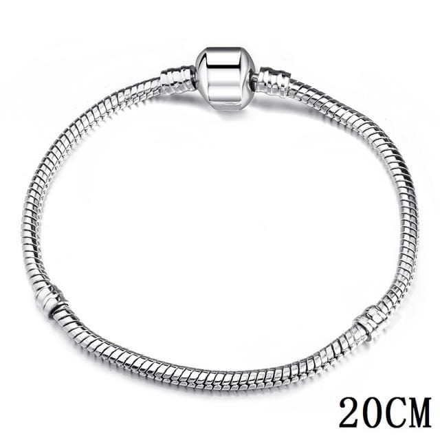 925 Bangle Love Snake Chain Snap Clasp Jewelry Fit European Charm Pandora Bracelet for Women DIY Jewelry Making