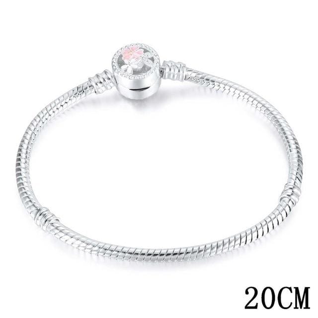 925 Bangle Love Snake Chain Snap Clasp Jewelry Fit European Charm Pandora Bracelet for Women DIY Jewelry Making