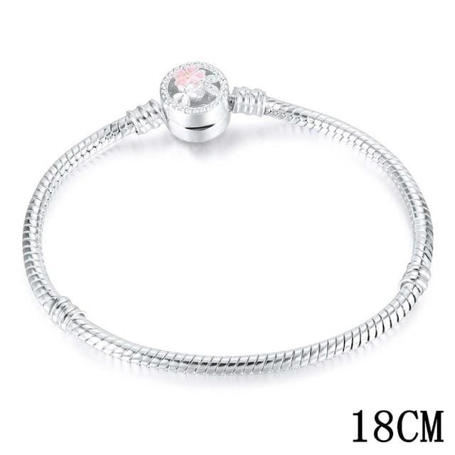 925 Bangle Love Snake Chain Snap Clasp Jewelry Fit European Charm Pandora Bracelet for Women DIY Jewelry Making