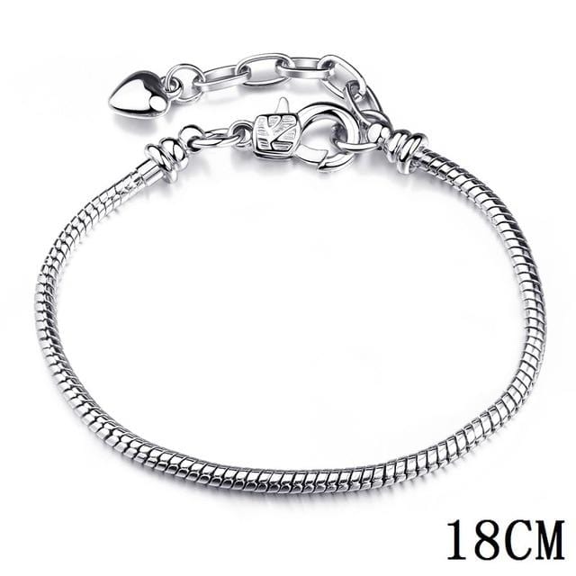 925 Bangle Love Snake Chain Snap Clasp Jewelry Fit European Charm Pandora Bracelet for Women DIY Jewelry Making