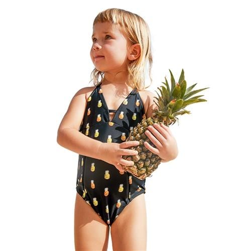 CUPSHE 2019 Toddler Girls Kids Baby Black Pineapple Printed One-piece Swimsuit