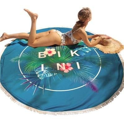 CUPSHE 2019 Women Tropical Palm Leaf Round Beach Towel With Tassel