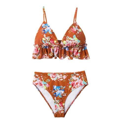 CUPSHE Caramel Floral Blossom Ruffled Bikini Sets Women Sexy Two Pieces Swimsuits 2019 Girl Beach Bathing Suits Swimwear