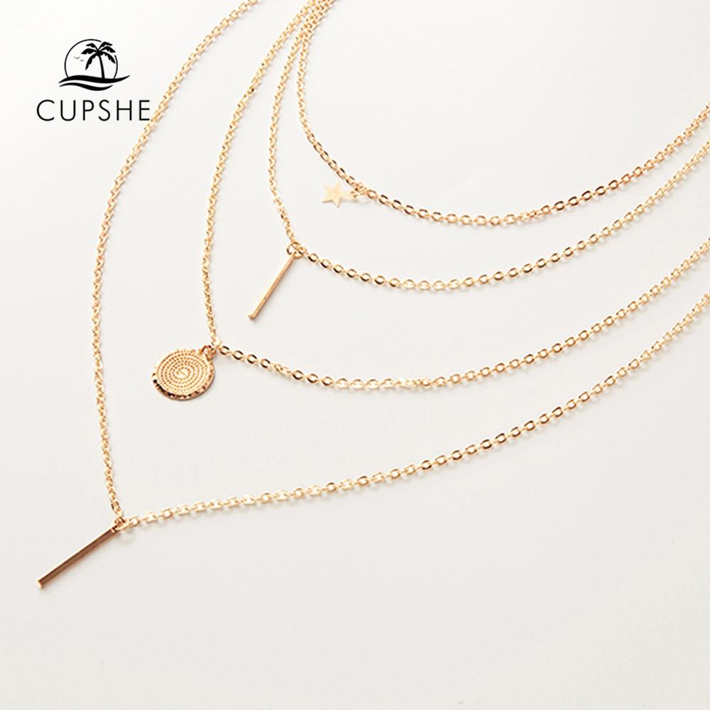 CUPSHE Golden Star Layered Necklace 2019 Women Trending Jewelry Vintage Necklace Streetwear korean Fashion Accessor