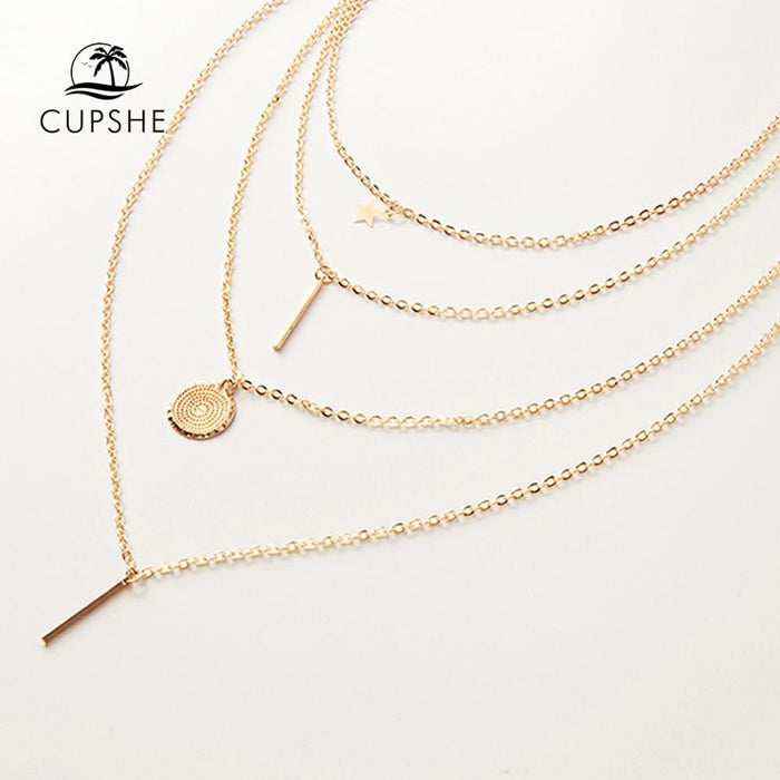 CUPSHE Golden Star Layered Necklace 2019 Women Trending Jewelry Vintage Necklace Streetwear korean Fashion Accessor