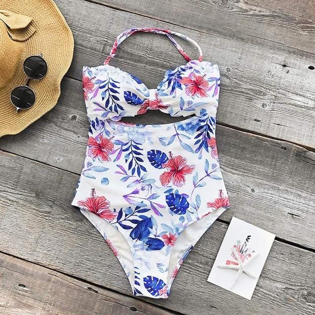 CUPSHE High Quality Cut To It Shell Bikini Women Soild Halter Cut Out One-Piece Swimsuit 2019 Girl Beach Sexy Backless Swimwear