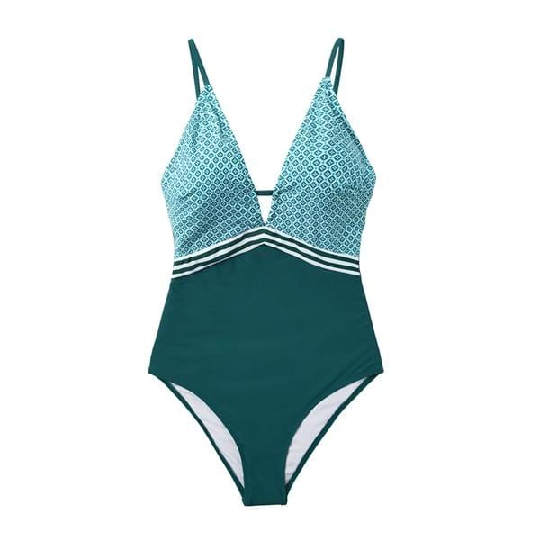 CUPSHE Peacock Green Plunging One-Piece Swimsuit Women Sexy Monokini Bathing Suits 2019 Girl Beach Swimwear