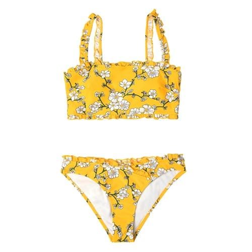 CUPSHE Yellow Floral Bandeau Ruffled Bikini Sets Women Sweet Two Pieces Swimsuit 2019 Girl Boho Bathing Suits