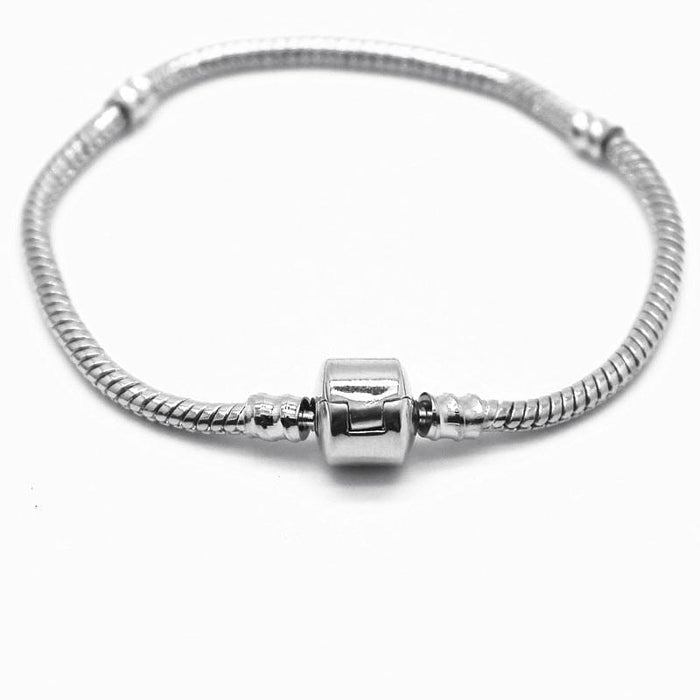 Fashion Women Silver Plated Bracelet & Bangle Snake Chain with Barrel Clasp Fit Pandora Bracelet Or Chamilia Bead Charms