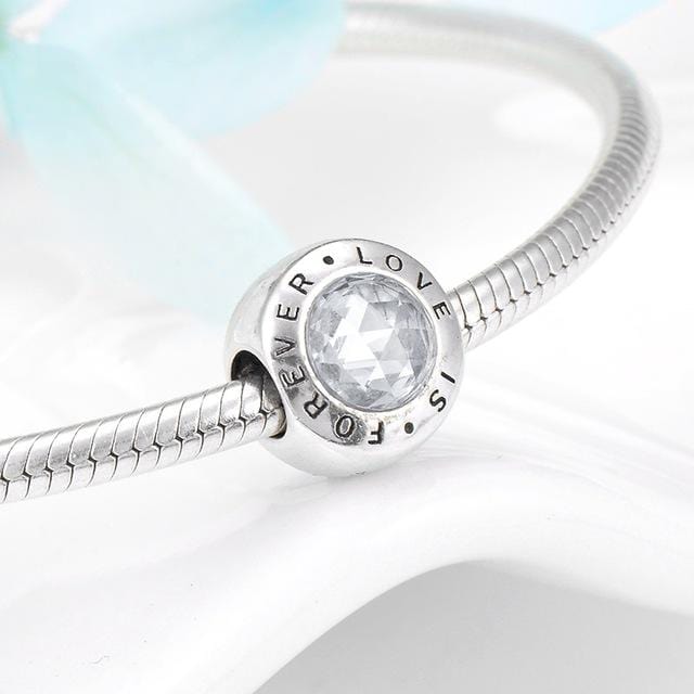 High Quality Family Forever Charms 925 Sterling Silver Beads Clear CZ Fit Original Pandora Bracelet Bangles Jewelry making