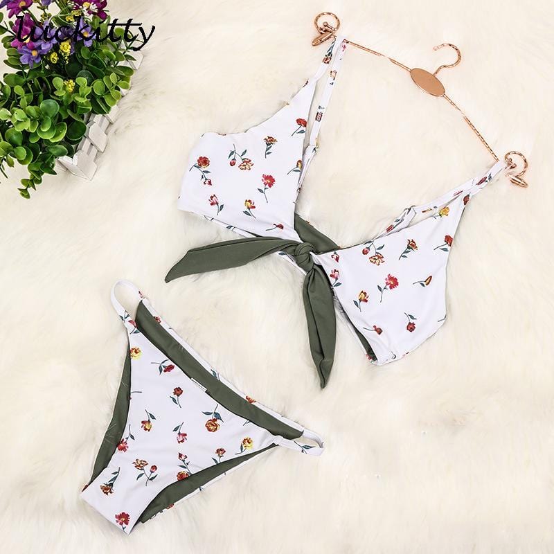 Women Bandage Bikinis Swimwear Female Sexy Push up Swimsuit Back Strappy Pineapple Print Bikini Set Beachwear Biquini