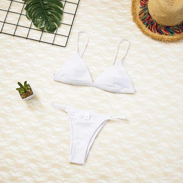 Women Swimsuit Padded Push Up Ladies Bikini Set Swimwear Swim Beach Wear Printed Bandage 2018 Hot New High Neck Bikinis Monokini