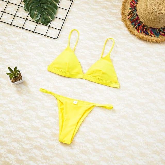 Women Swimsuit Padded Push Up Ladies Bikini Set Swimwear Swim Beach Wear Printed Bandage 2018 Hot New High Neck Bikinis Monokini