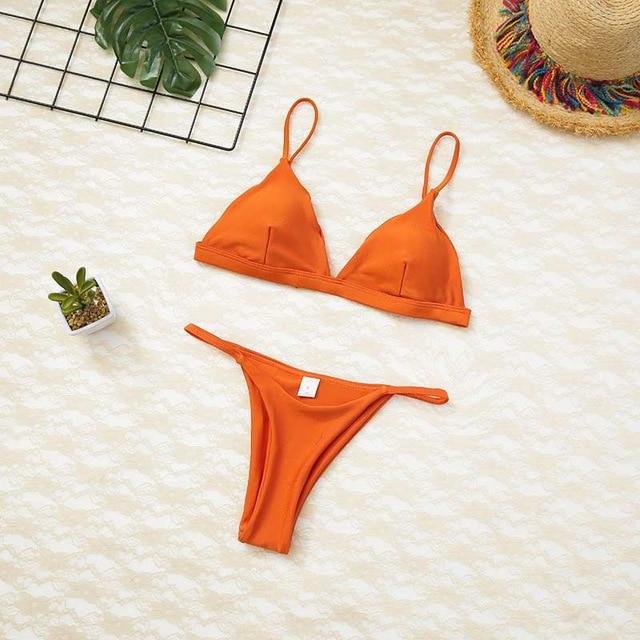 Women Swimsuit Padded Push Up Ladies Bikini Set Swimwear Swim Beach Wear Printed Bandage 2018 Hot New High Neck Bikinis Monokini